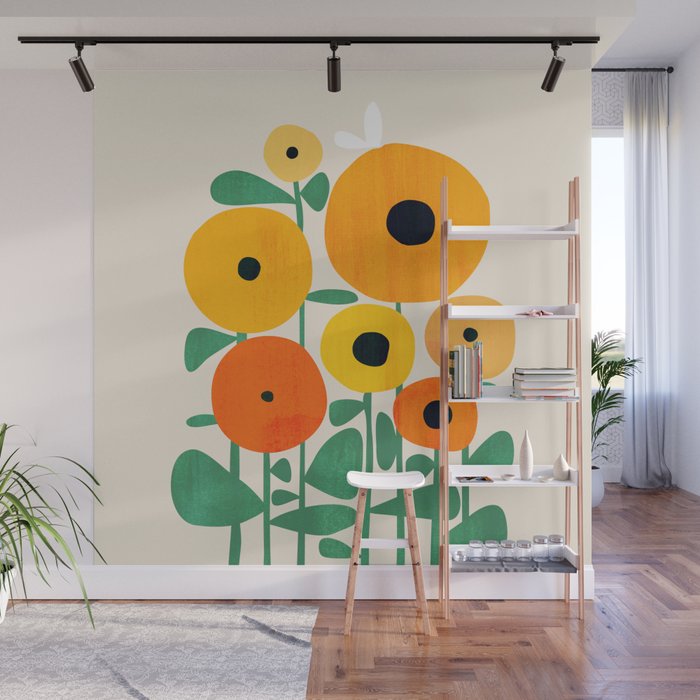 Sunflower and Bee Wall Mural Gallery Image 1