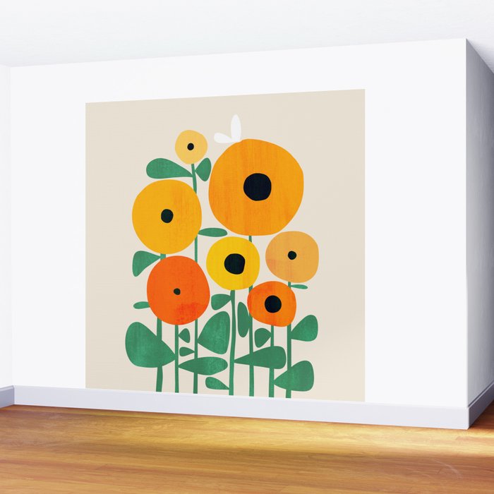 Sunflower and Bee Wall Mural Gallery Image 2