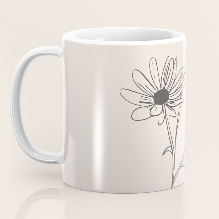 Minimal Line Art Flowers 6 Coffee Mug Gallery Image 3
