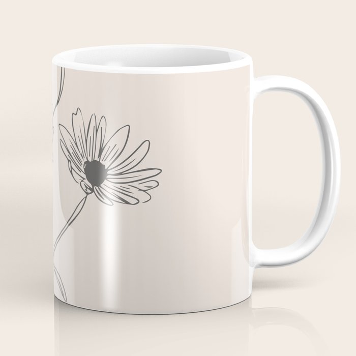 Minimal Line Art Flowers 6 Coffee Mug Gallery Image 1