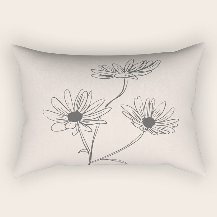 Minimal Line Art Flowers 6 Rectangular Pillow Gallery Image 1