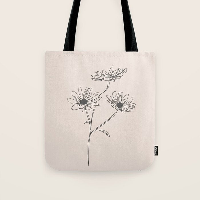 Minimal Line Art Flowers 6 Tote Bag Gallery Image 1