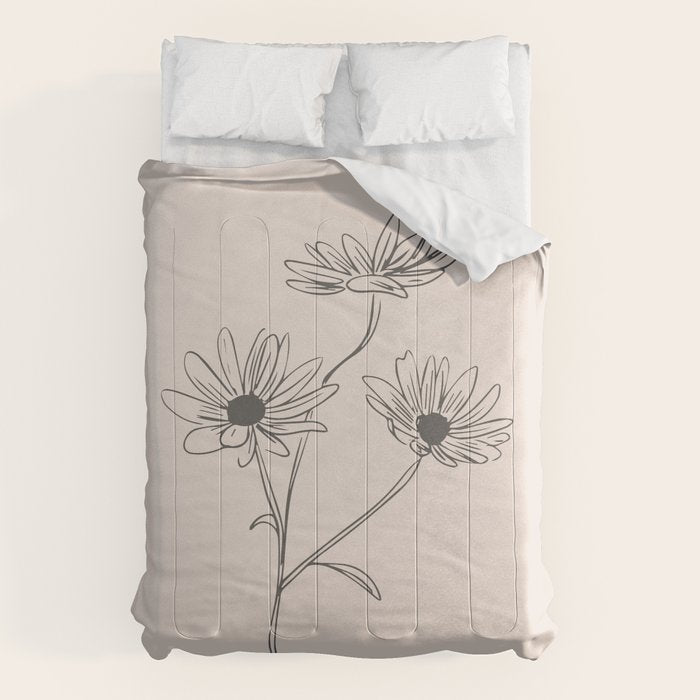 Minimal Line Art Flowers 6 Comforter Gallery Image 6
