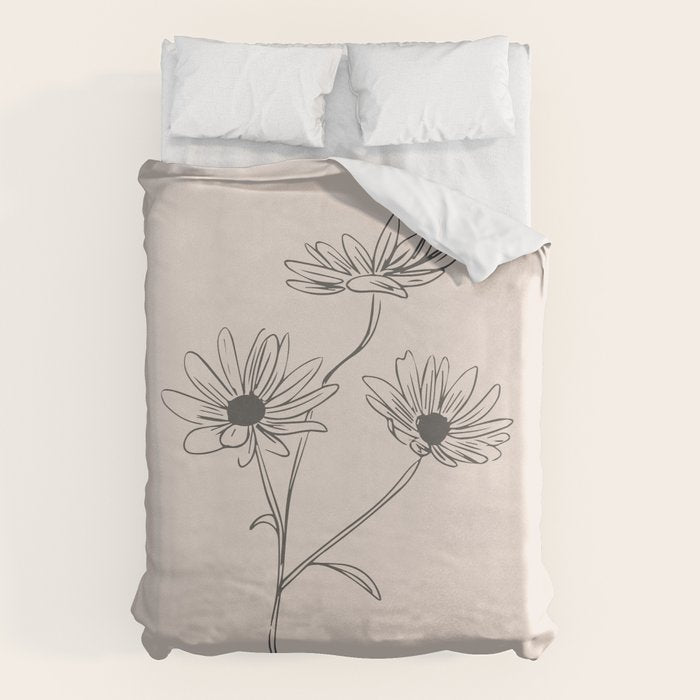 Minimal Line Art Flowers 6 Duvet Cover Gallery Image 6
