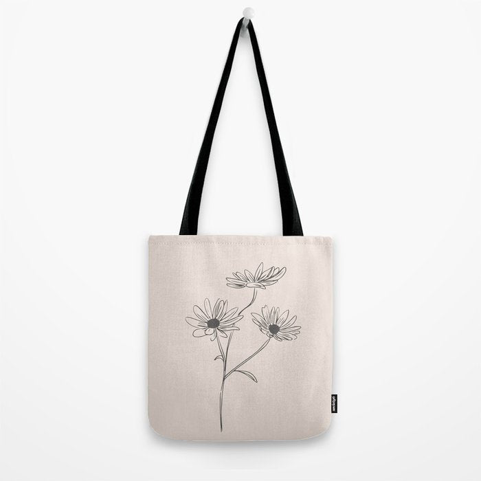 Minimal Line Art Flowers 6 Tote Bag Gallery Image 2