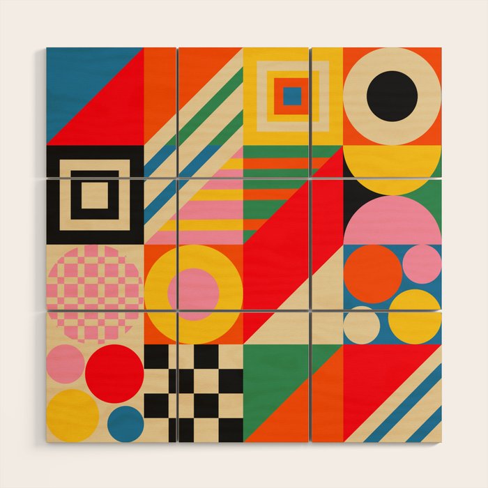 Colorful Geometric Combo Wood Wall Art Gallery Image 1