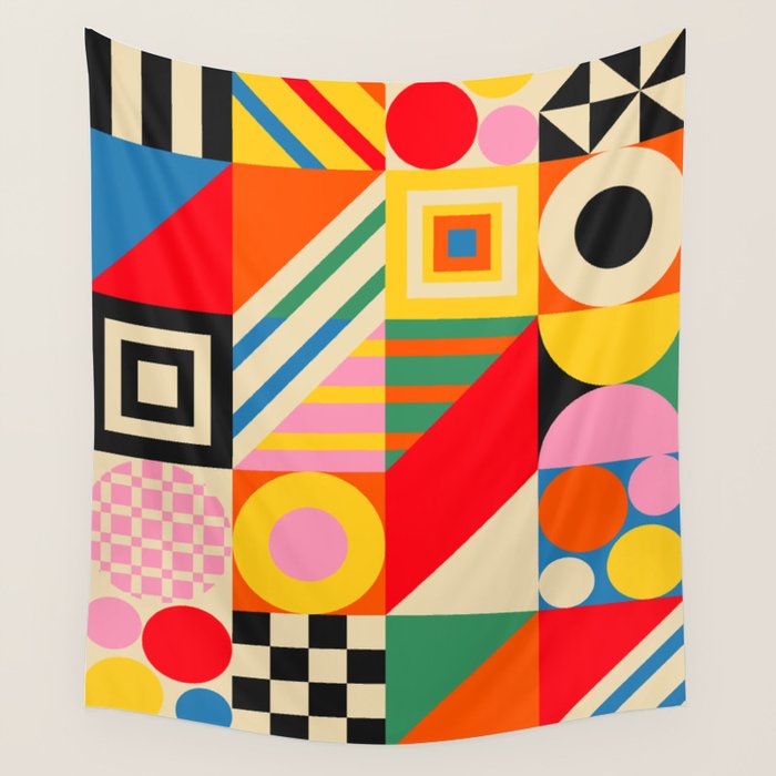 Colorful Geometric Combo Wall Tapestry Gallery Image 1
