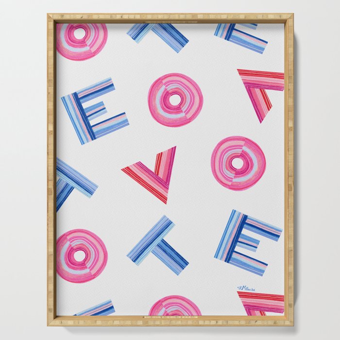 Cast Your Vote | Hand-Lettered Pattern in White Serving Tray Gallery Image 1