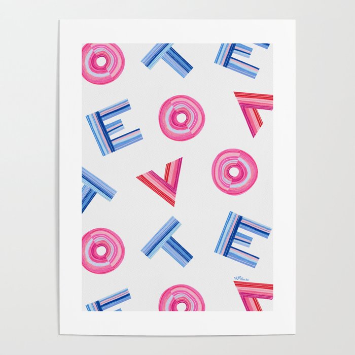 Cast Your Vote | Hand-Lettered Pattern in White Poster Gallery Image 1