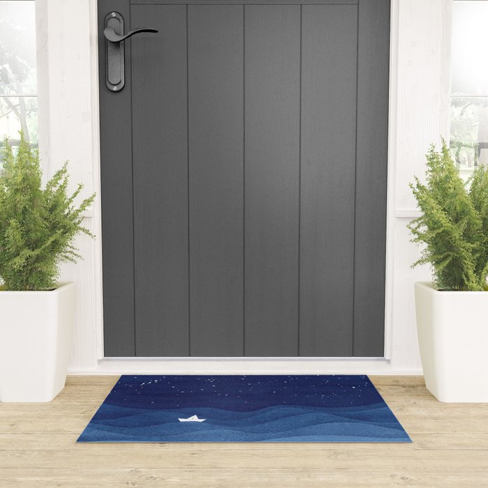blue ocean waves, sailboat ocean stars Welcome Mat Gallery Image 3