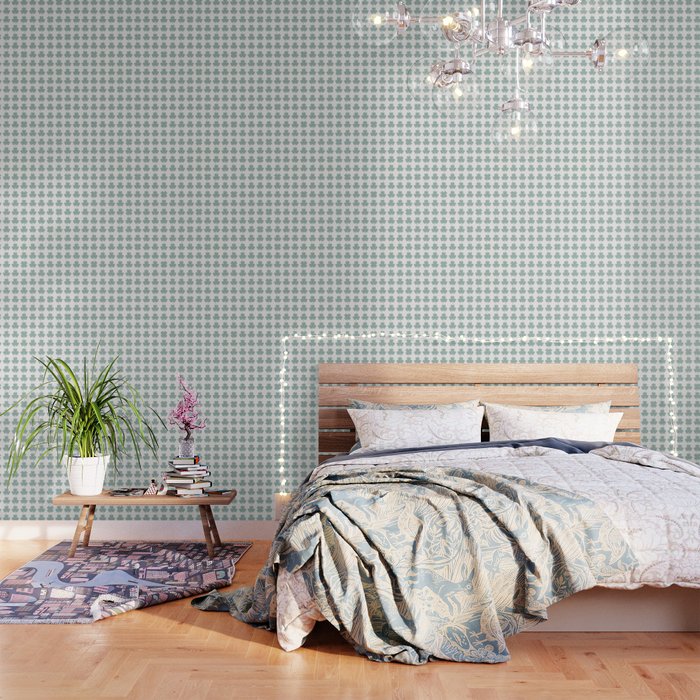Clovers XXIX Teal Green Botanical Pattern Wallpaper Gallery Image 1