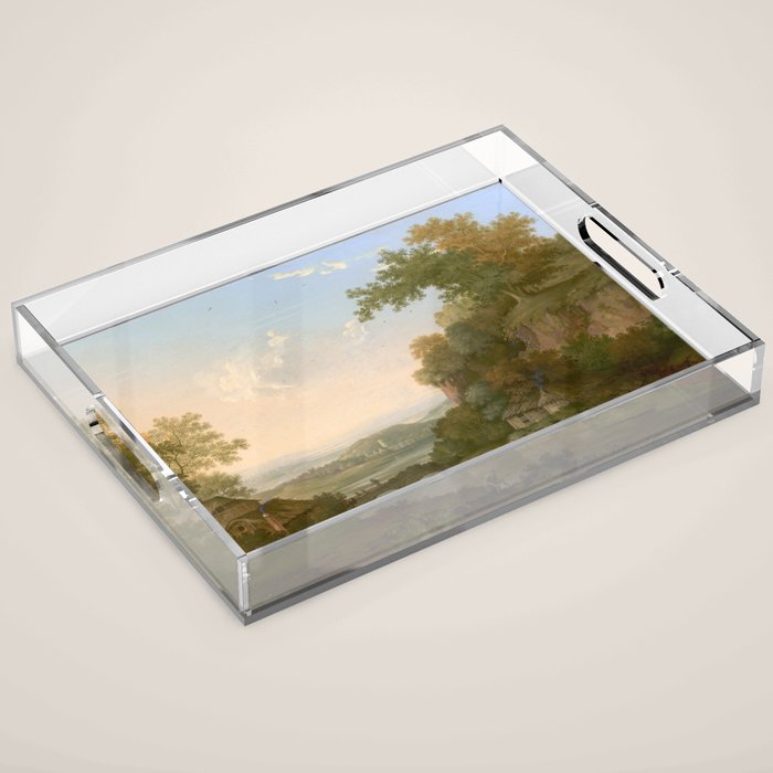 River Valley Antique Oil Painting Acrylic Tray Gallery Image 1