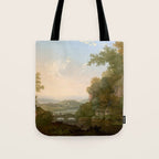 River Valley Antique Oil Painting Tote Bag Gallery Image 1