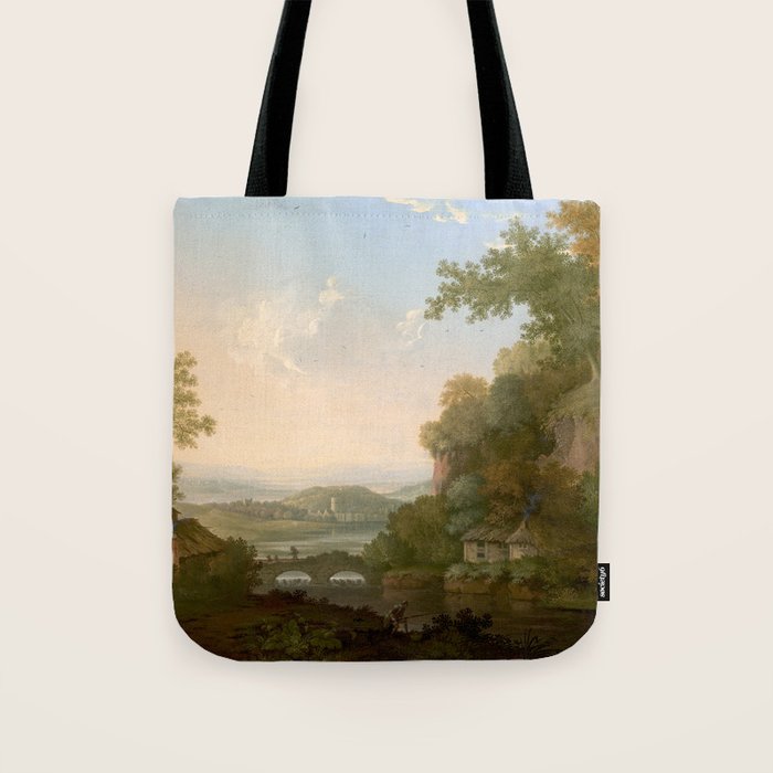 River Valley Antique Oil Painting Tote Bag Gallery Image 1