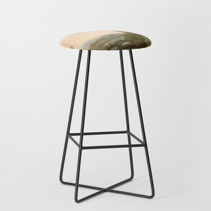 River Valley Antique Oil Painting Stool Gallery Image 1