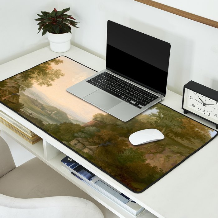 River Valley Antique Oil Painting Desk Mat Gallery Image 2