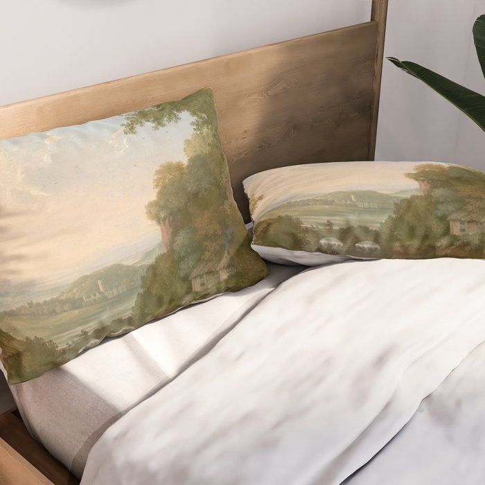 River Valley Antique Oil Painting Pillow Sham Gallery Image 2