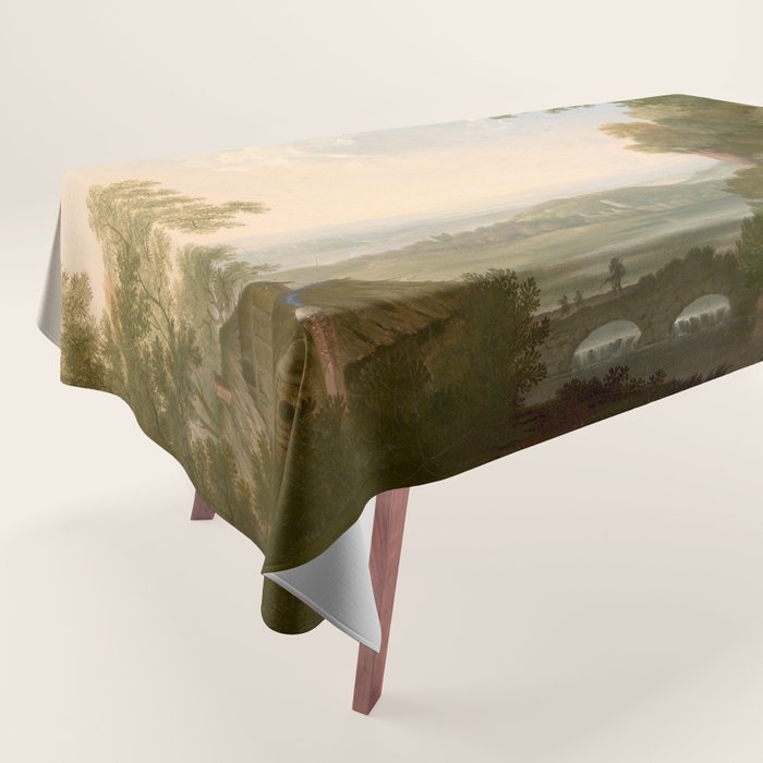 River Valley Antique Oil Painting Tablecloth Gallery Image 1