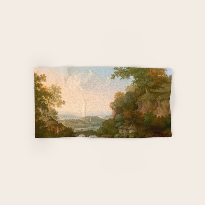 River Valley Antique Oil Painting Bath Towel Gallery Image 1