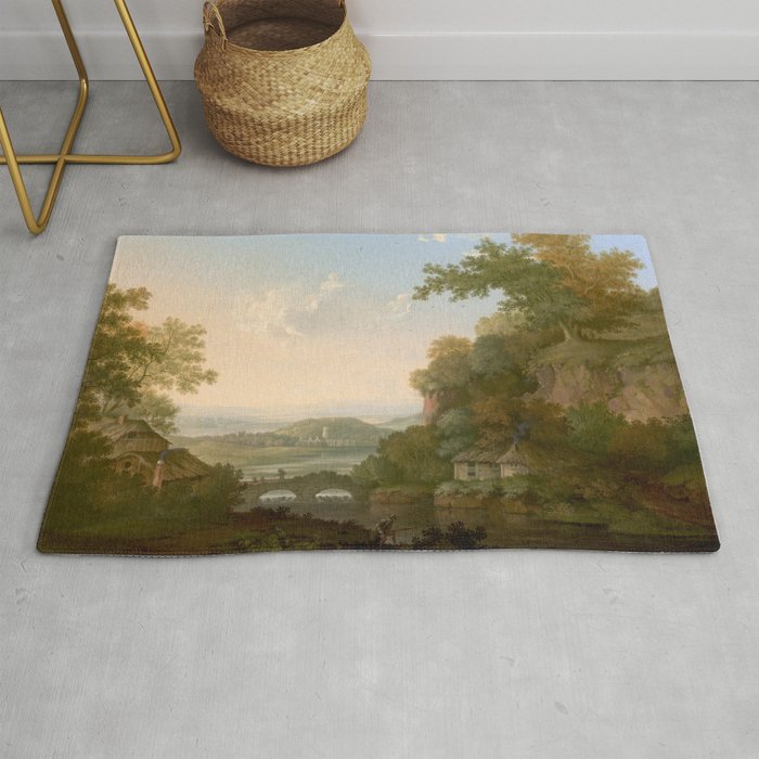 River Valley Antique Oil Painting Rug Gallery Image 1