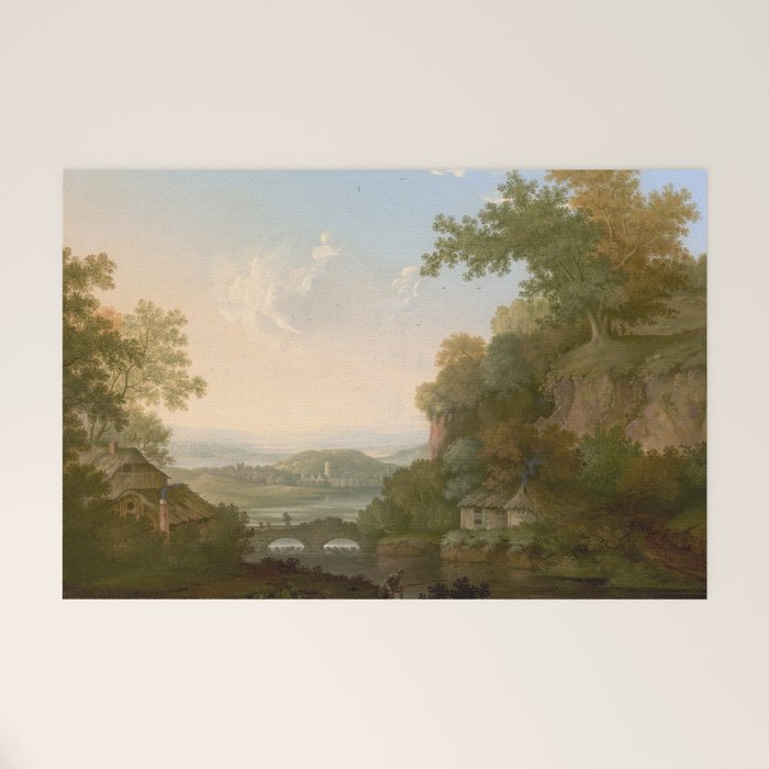 River Valley Antique Oil Painting Welcome Mat Gallery Image 1