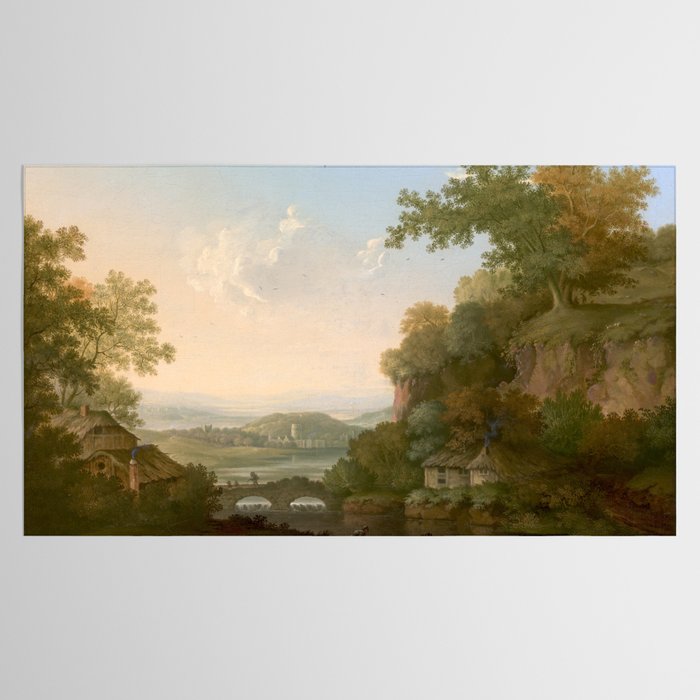 River Valley Antique Oil Painting Tablecloth Gallery Image 2