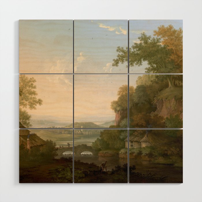 River Valley Antique Oil Painting Wood Wall Art Gallery Image 1