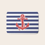 Retro Navy Anchor and Stripes Pattern 222 Red White and Blue Bath Mat Gallery Image 1