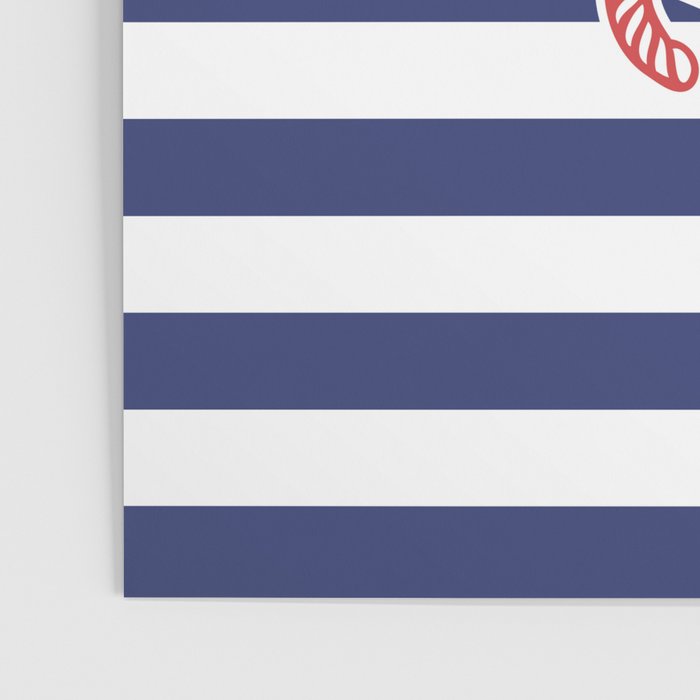 Retro Navy Anchor and Stripes Pattern 222 Red White and Blue Poster Gallery Image 3