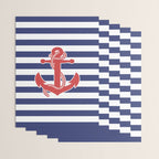 Retro Navy Anchor and Stripes Pattern 222 Red White and Blue Wrapping Paper Gallery Image 3