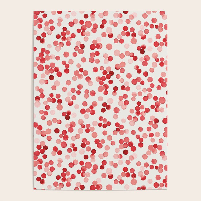 Holiday Confetti Christmas Dots Red Poster Gallery Image 4