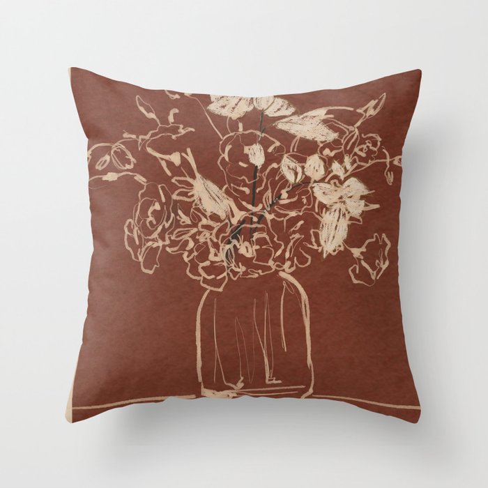 Minimalist Flowers In A Vase 2 Throw Pillow Gallery Image 1