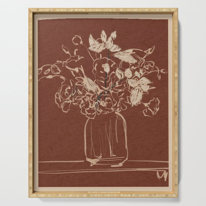 Minimalist Flowers In A Vase 2 Serving Tray Gallery Image 1