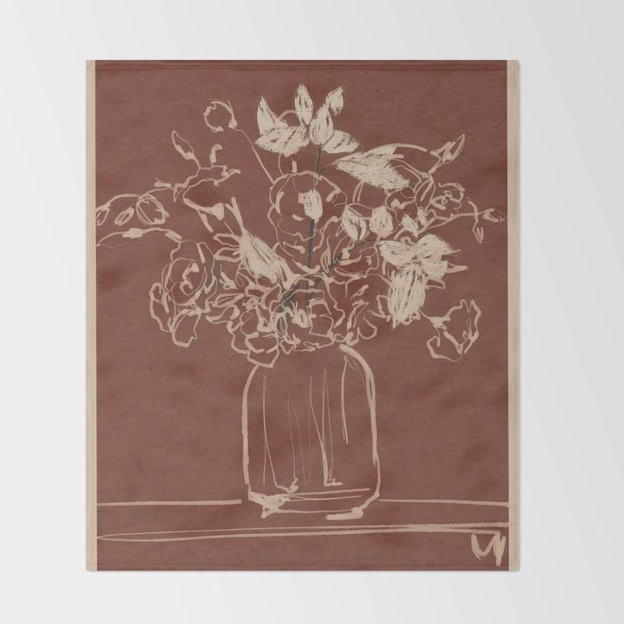 Minimalist Flowers In A Vase 2 Throw Blanket Gallery Image 2