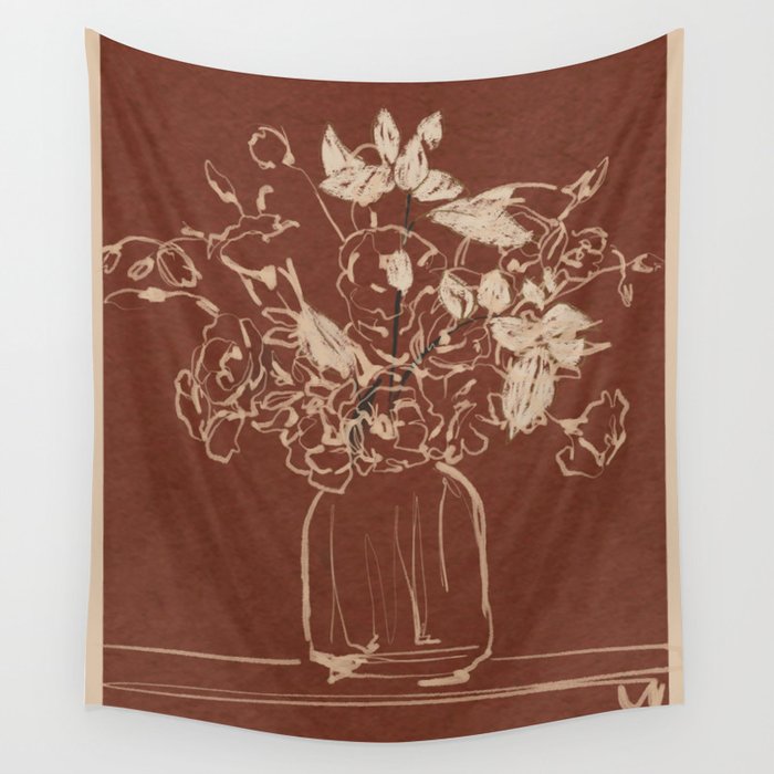 Minimalist Flowers In A Vase 2 Wall Tapestry Gallery Image 4
