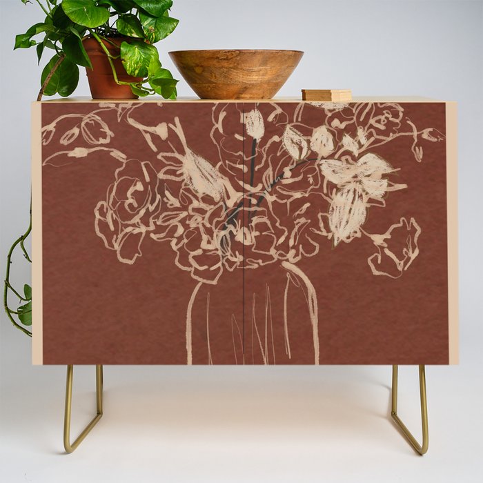 Minimalist Flowers In A Vase 2 Credenza Gallery Image 1
