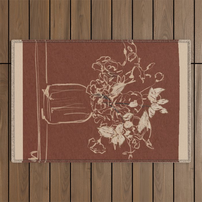 Minimalist Flowers In A Vase 2 Outdoor Rug Gallery Image 1
