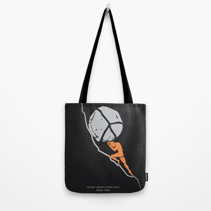One Must Imagine Sisyphus Happy - Illustration - Albert Camus Quote Tote Bag Gallery Image 2