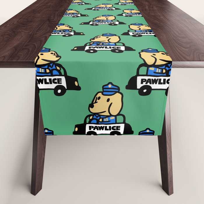 Here comes the dog pawlice Table Runner Gallery Image 1