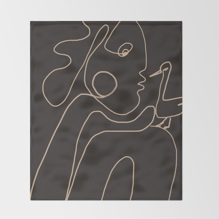 Gentle Abstract Line 1 Throw Blanket Gallery Image 2