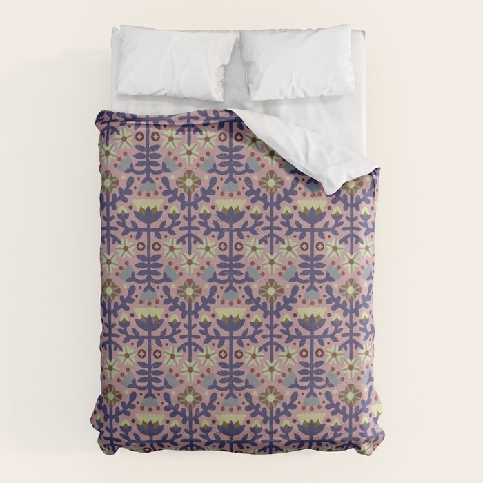 Playful Folk Floral Duvet Cover Gallery Image 1