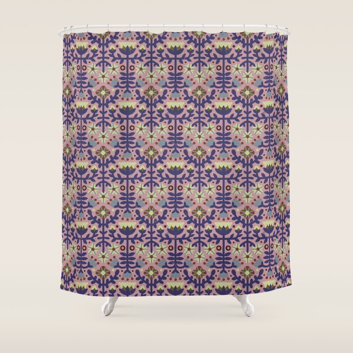 Playful Folk Floral Shower Curtain Gallery Image 1