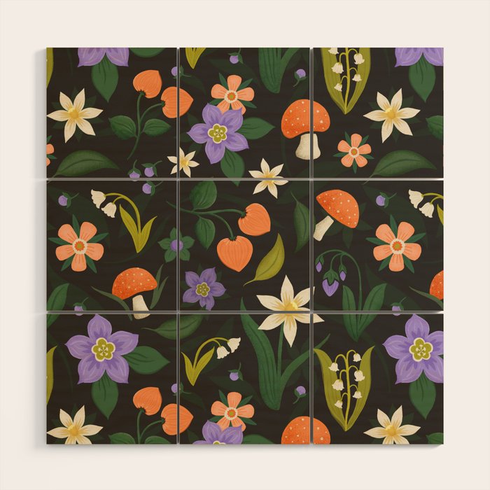 Woodland Wildflowers Wood Wall Art Gallery Image 1