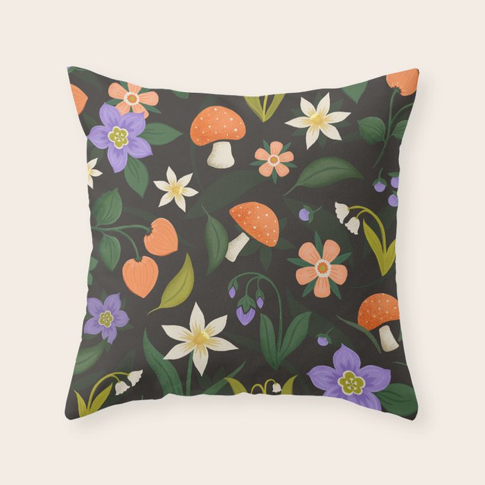 Woodland Wildflowers Throw Pillow Gallery Image 1