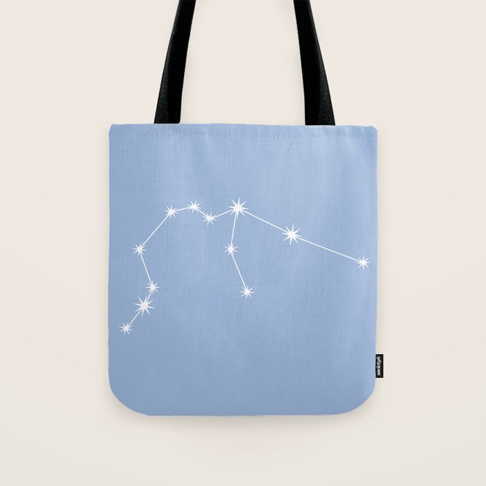 Aquarius Zodiac Star Constellation Line Art Sky Blue Tote Bag Gallery Image 1