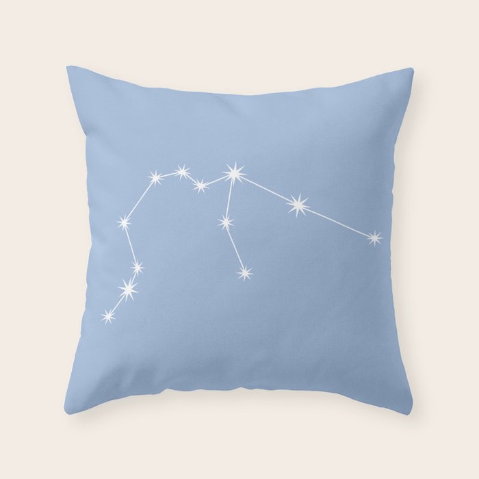 Aquarius Zodiac Star Constellation Line Art Sky Blue Throw Pillow Gallery Image 1