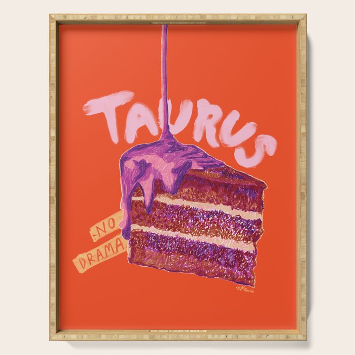 Taurus Birthday Cake in Burnt Orange Serving Tray Gallery Image 1