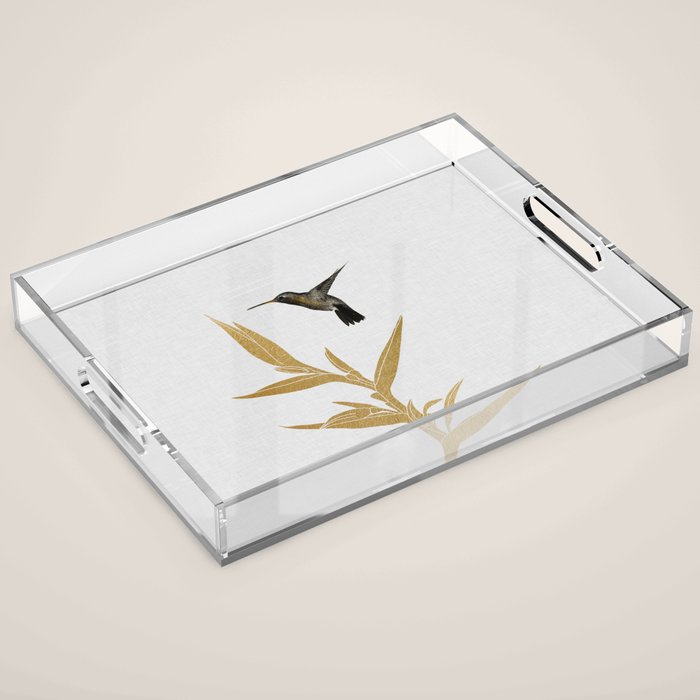Hummingbird & Flower II Acrylic Tray Gallery Image 1