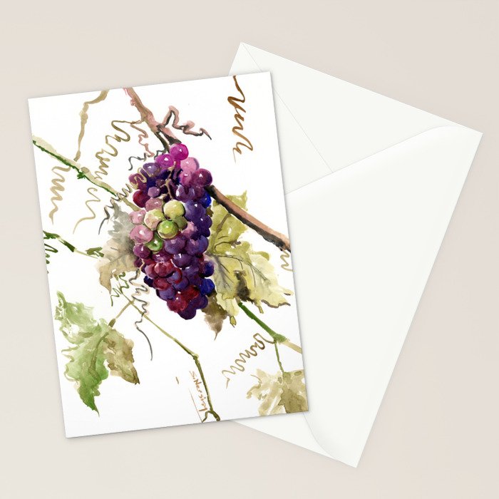 Grapes, California Vineyard Wine Lover design Stationery Card Gallery Image 2