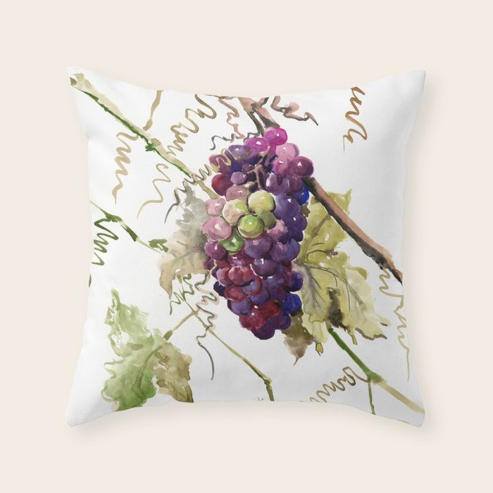 Grapes, California Vineyard Wine Lover design Throw Pillow Gallery Image 6